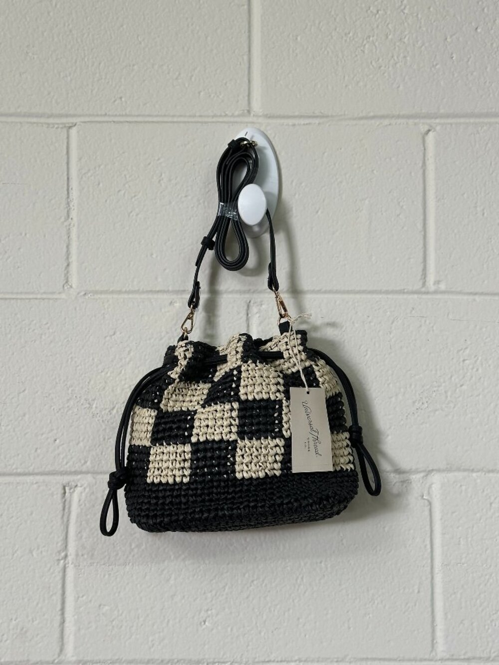 NWT Universal Thread Black and White Checkered Woven Crossbody Bag